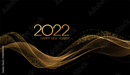Canvas-taulu 2022 New Year Abstract shiny color gold wave design element