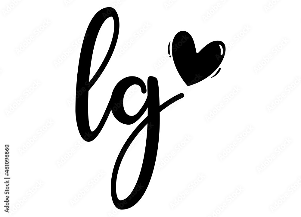 lg, gl, Monogram with Heart Decor, monogram wedding logo. Love icon, couples Initials, lower case, Initials Sticker for Car Laptop Tumbler, home decor lg, gl, Monogram with Heart Decor, monogram wedding logo. Love icon, couples Initials, lower case, Initials Sticker for Car Laptop Tumbler, home decor