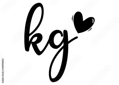 kg, gk, Monogram with Heart Decor, monogram wedding logo. Love icon, couples Initials, lower case, Initials Sticker for Car Laptop Tumbler, home decor