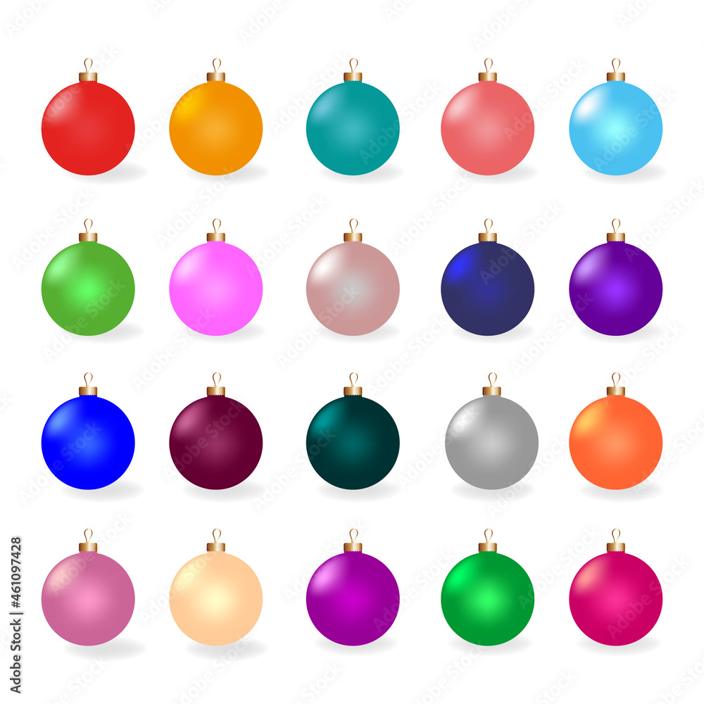 Collection of balls Christmas decoration. Vector illustration