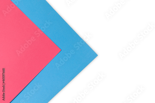 Paper background of several colors. Three-color abstract background. Top view, flat lay, with an empty white space for text