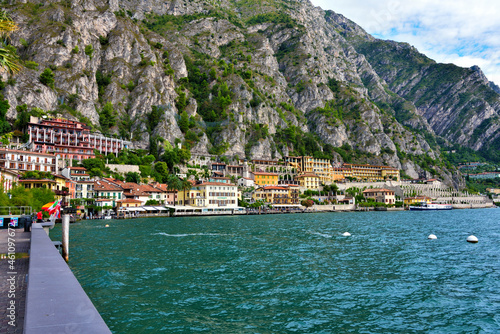 glimpse of the Lombard village on the lake, which is the destination of many tourists Limone sul garda Italy