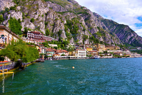 glimpse of the Lombard village on the lake, which is the destination of many tourists Limone sul garda Italy
