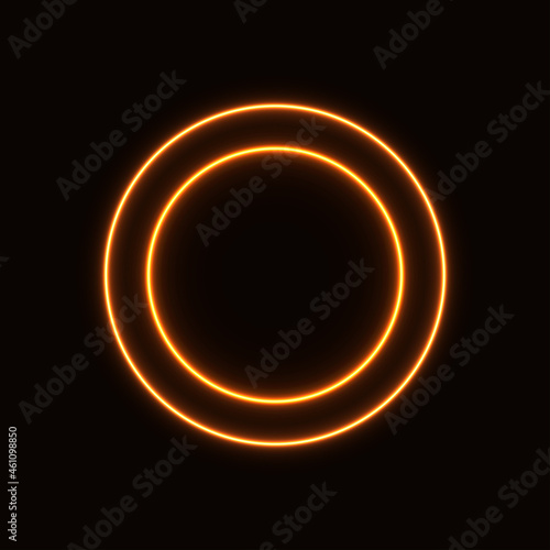 Neon orange geometric circle, 3d glowing abstraction.