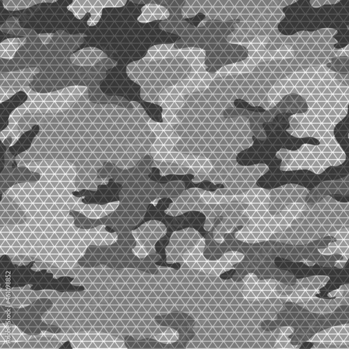 
Abstract camouflage gray background, geometric mesh of triangles, seamless trendy design