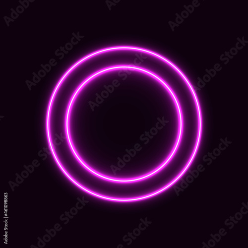  Two neon pink circles, abstraction of light, 3d illustration. EPS 10