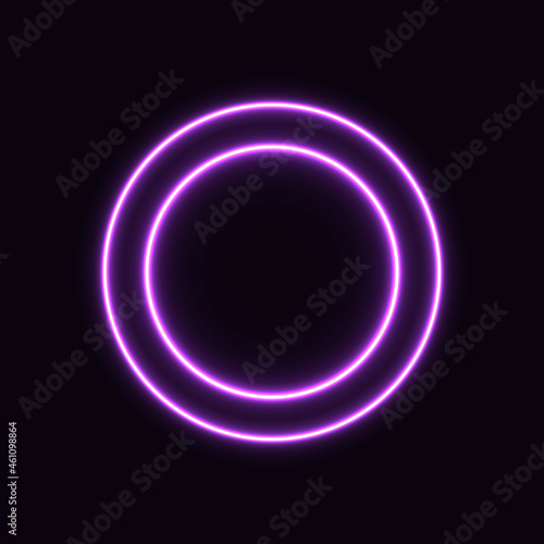 Neon purple circle glowing abstraction 3d light for banner
