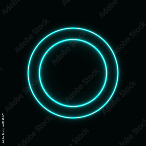 Two neon blue circles, glowing frame for your banner. Light abstraction