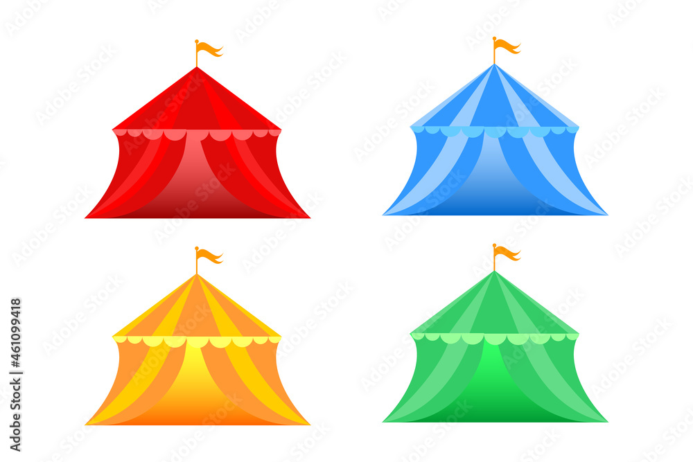 Set of four colored tents, vector illustration