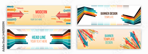 Abstract web design banner. Modern graphic template for websites. Retro arrows style vintage background.