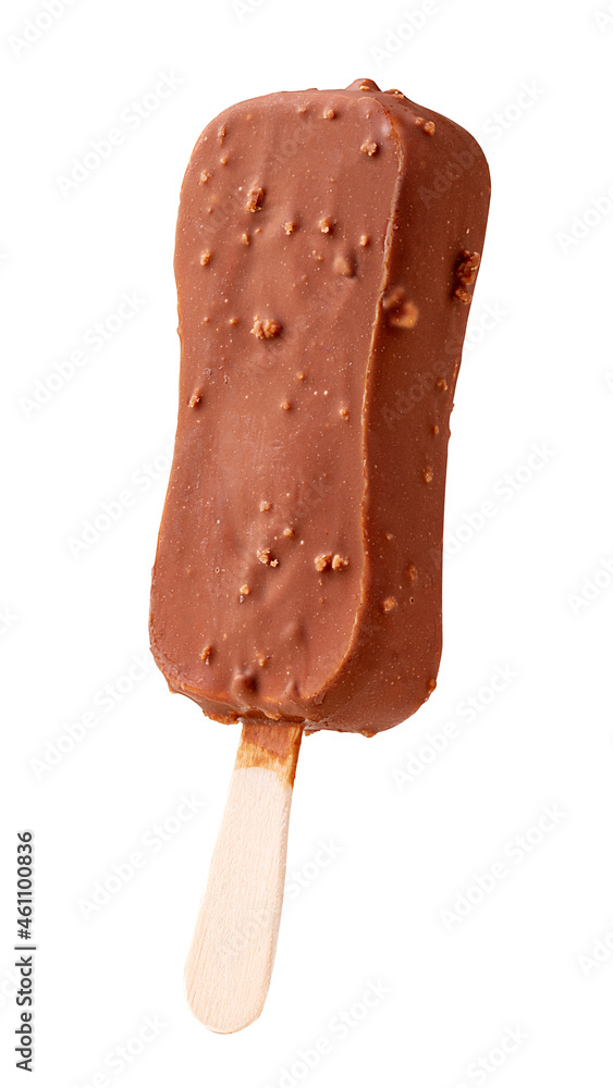 Fototapeta premium Сhocolate ice cream with pieces of nuts