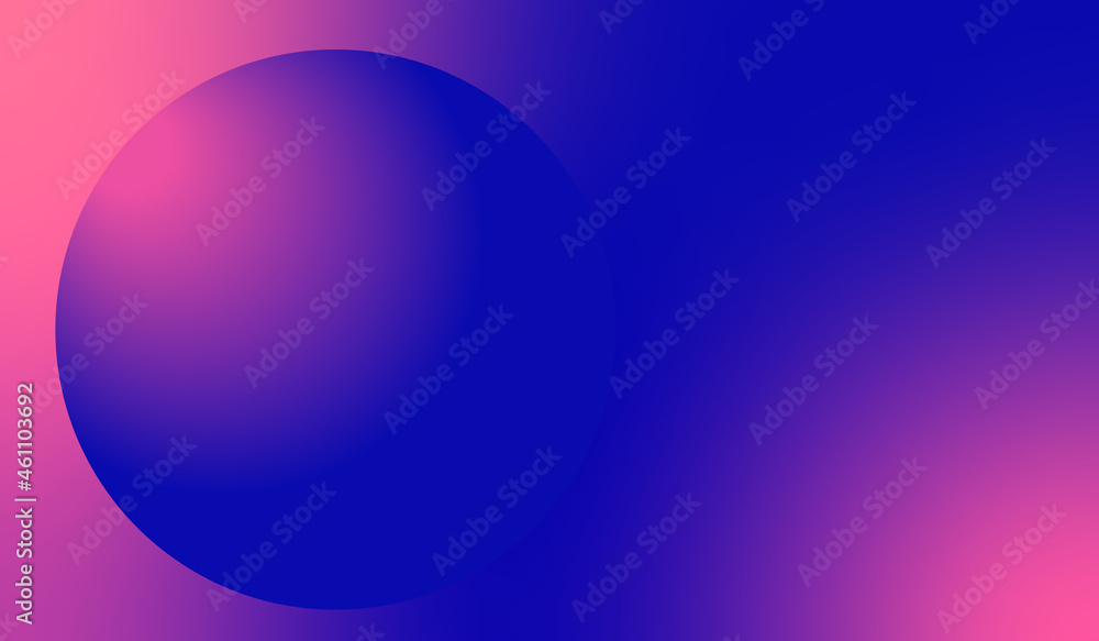 Gradient circle sphere on blue and pink background. Blurred holographic abstract soft vibrant background. Gradient circle sphere on blue and pink background. Blurred holographic abstract soft vibrant background.