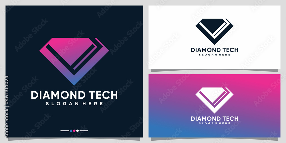Diamond tech logo design template with unique concept Premium Vector