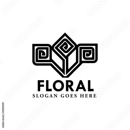 Floral logo design template vector