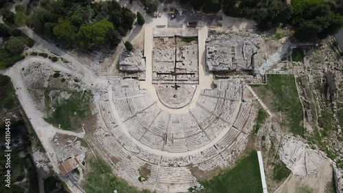 Amazing zenital view of The big greek theatre in Neapolis Siracusa Italy taken in a summer. photo