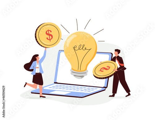 Cooperation and teamwork abstract concept vector illustration set. Crowdfunding and partnership, new idea generation, collect donations, business venture, entrepreneurship success abstract metaphor.