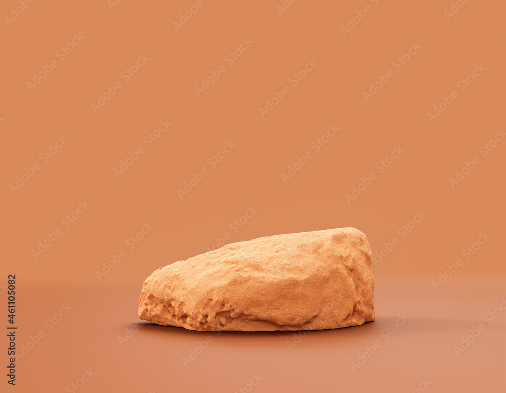 Single color yellow rocks in a flat yellow color background for product displays with copy space, 3d Rendering Single color yellow rocks in a flat yellow color background for product displays with copy space, 3d Rendering