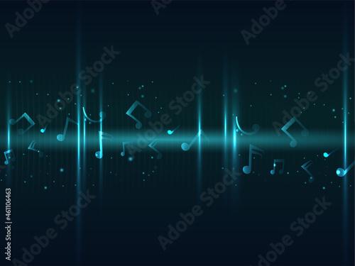 Abstract Lights Effect Background Decorated With Music Notes.