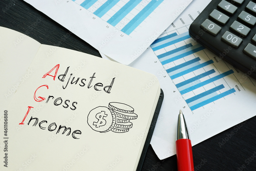 Adjusted Gross Income is shown on the business photo using the text Adjusted Gross Income is shown on the business photo using the text