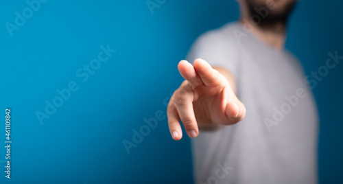 Businessman pointing or tou...