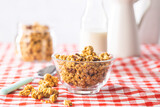 Sweet granola cereals in bowl.
