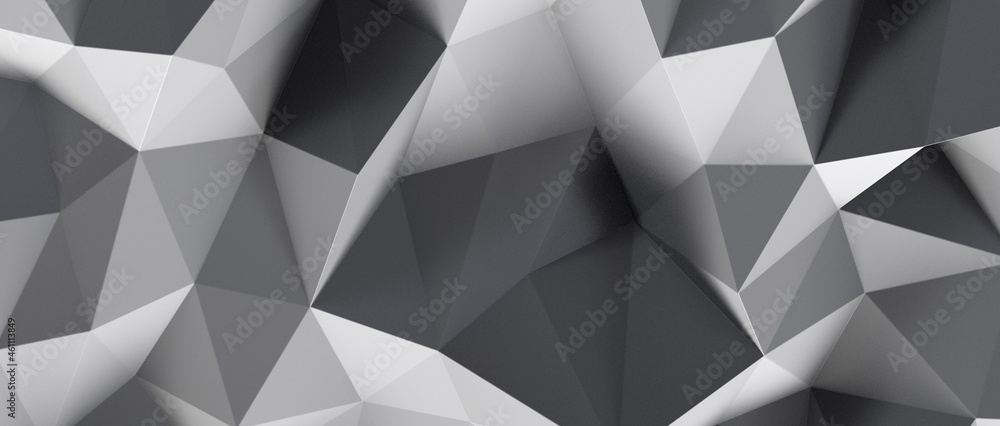 Abstract white and gray geometric polygon minimal subtle background - obrazy, fototapety, plakaty 