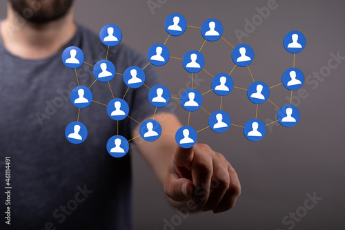 Wallpaper Mural Businessman using data network with his fingers Torontodigital.ca