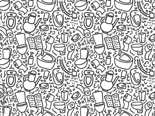 Toilet doodle seamless pattern