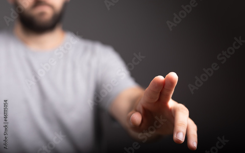 Businessman pointing or tou...