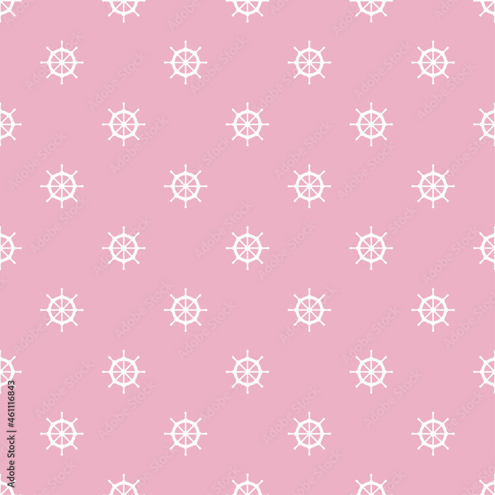 Purple seamless pattern with white ship wheel. Purple seamless pattern with white ship wheel.