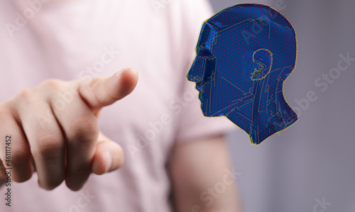 Human head cyber mind digit...
