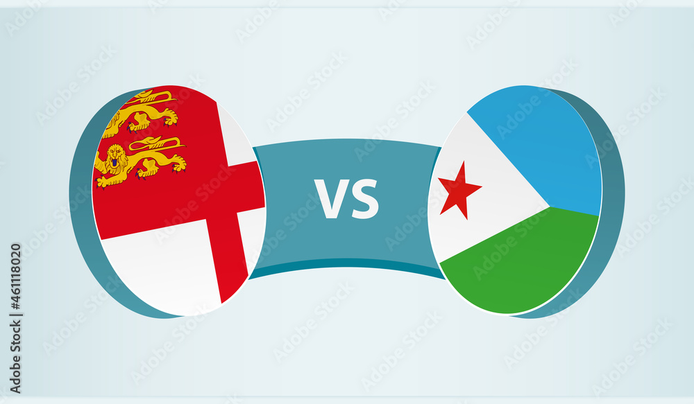 Sark versus Djibouti, team sports competition concept. Sark versus Djibouti, team sports competition concept.