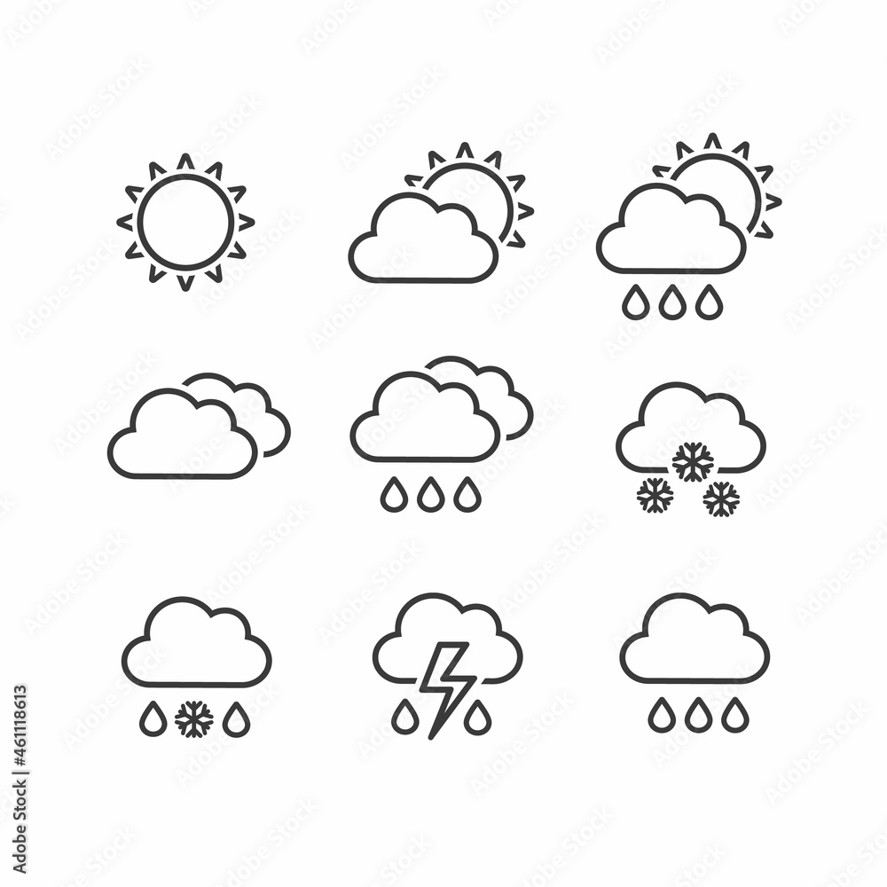 Weather flat icon set, icon, vector, seign. Weather flat icon set, icon, vector, seign.
