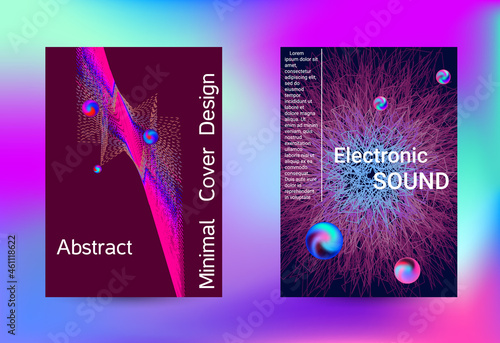 Minimum coverage of a vector. Cover design. Set of modern abstract musical backgrounds. Sound flyer for creating a fashionable cover, banner, poster, booklet...