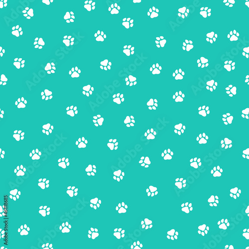 Seamless pattern with dog paws. Cute and childish design for fabric, textile, wallpaper, bedding, swaddles toys or gender-neutral apparel.