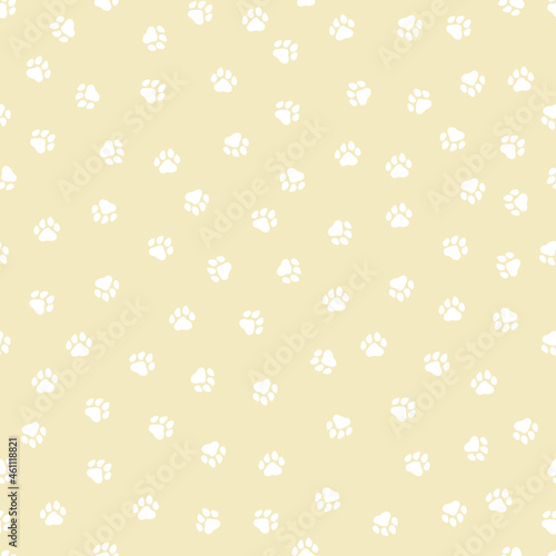 Beige seamless pattern with white paws.