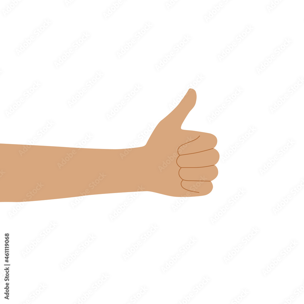 Flat design illustration of hand showing thumbs up. Vector of a hand showing a positive mood. Flat design illustration of hand showing thumbs up. Vector of a hand showing a positive mood.