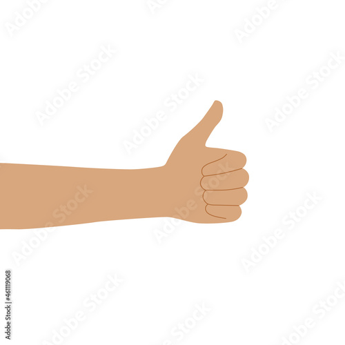 Flat design illustration of hand showing thumbs up. Vector of a hand showing a positive mood.