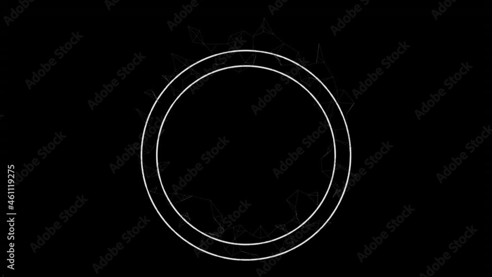Animation of circles and moving network of connections over black background Animation of circles and moving network of connections over black background