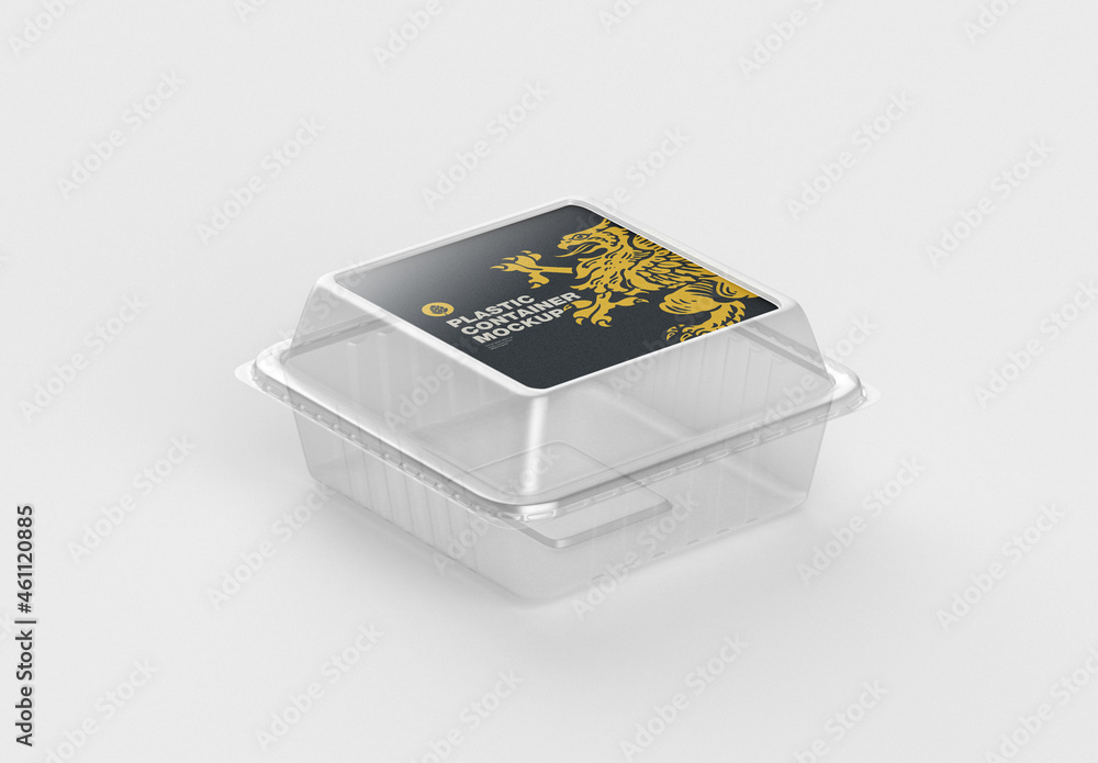 Plastic Container with Sticker Label Mockup Stock Template Adobe Stock