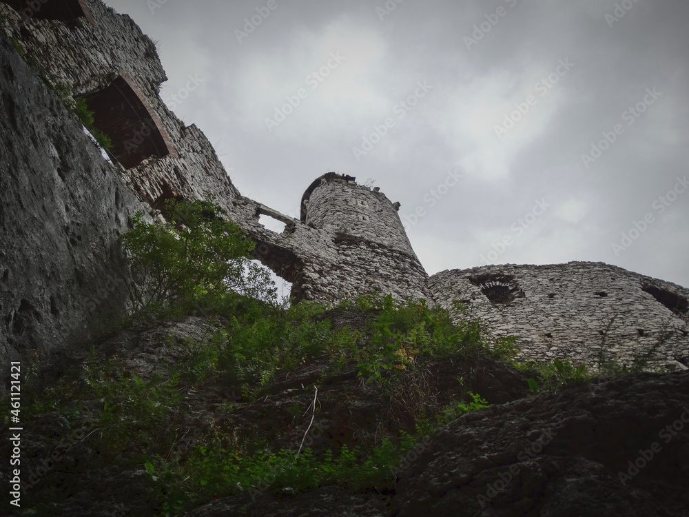 dark mysterious medieval castle ruins in Poland, Ogrodzieniec