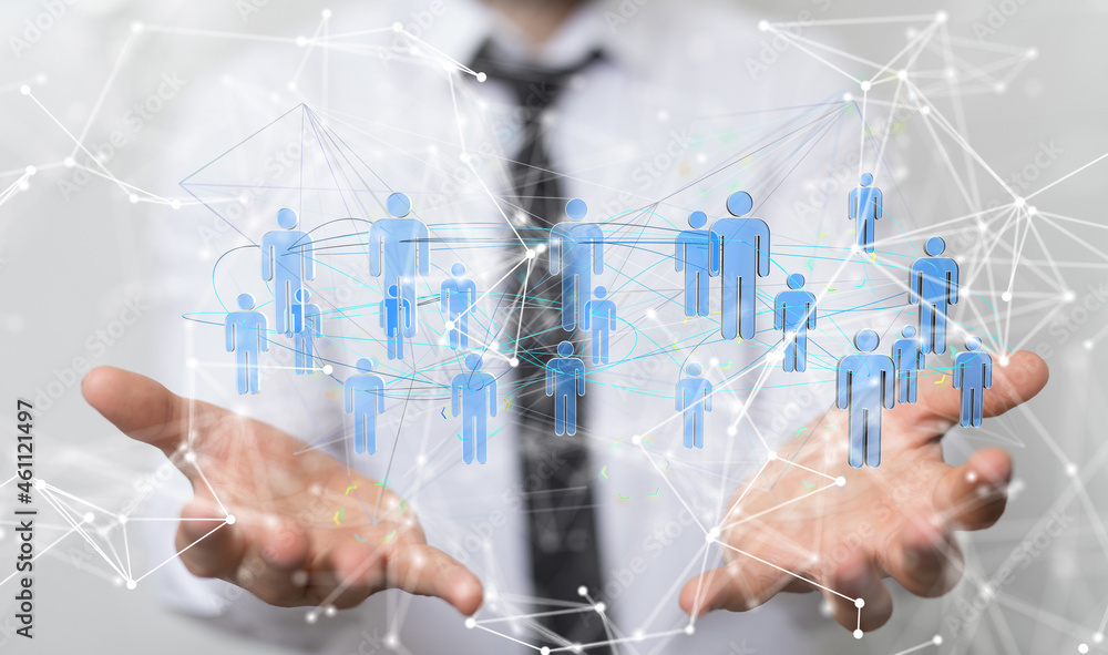 Business people silhouettes network team Business people silhouettes network team