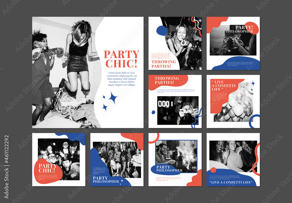 Party Event Marketing Banner Layout Set Stock Template | Adobe Stock