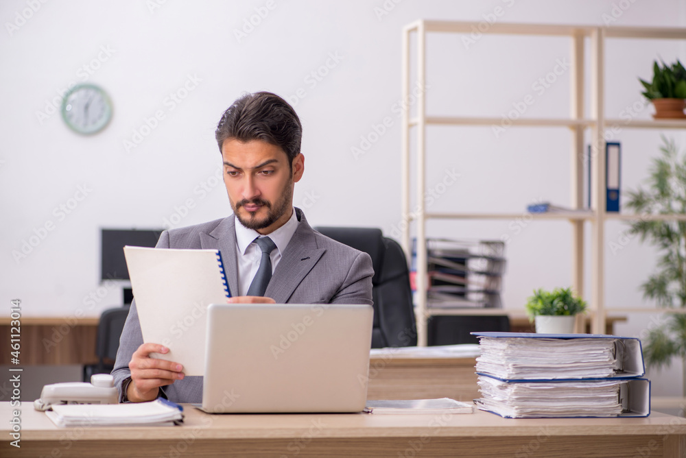 Young male employee working in the office Young male employee working in the office