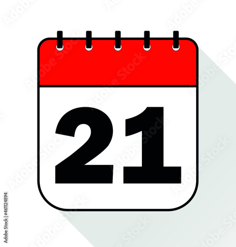 Day 21 red - Calendar Icon - Vector Illustration