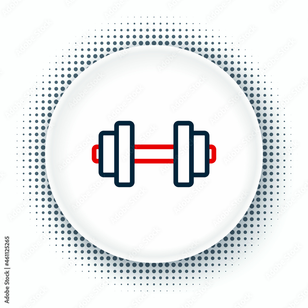 Line Dumbbell icon isolated on white background. Muscle lifting icon, fitness barbell, gym, sports equipment, exercise bumbbell. Colorful outline concept. Vector Line Dumbbell icon isolated on white background. Muscle lifting icon, fitness barbell, gym, sports equipment, exercise bumbbell. Colorful outline concept. Vector