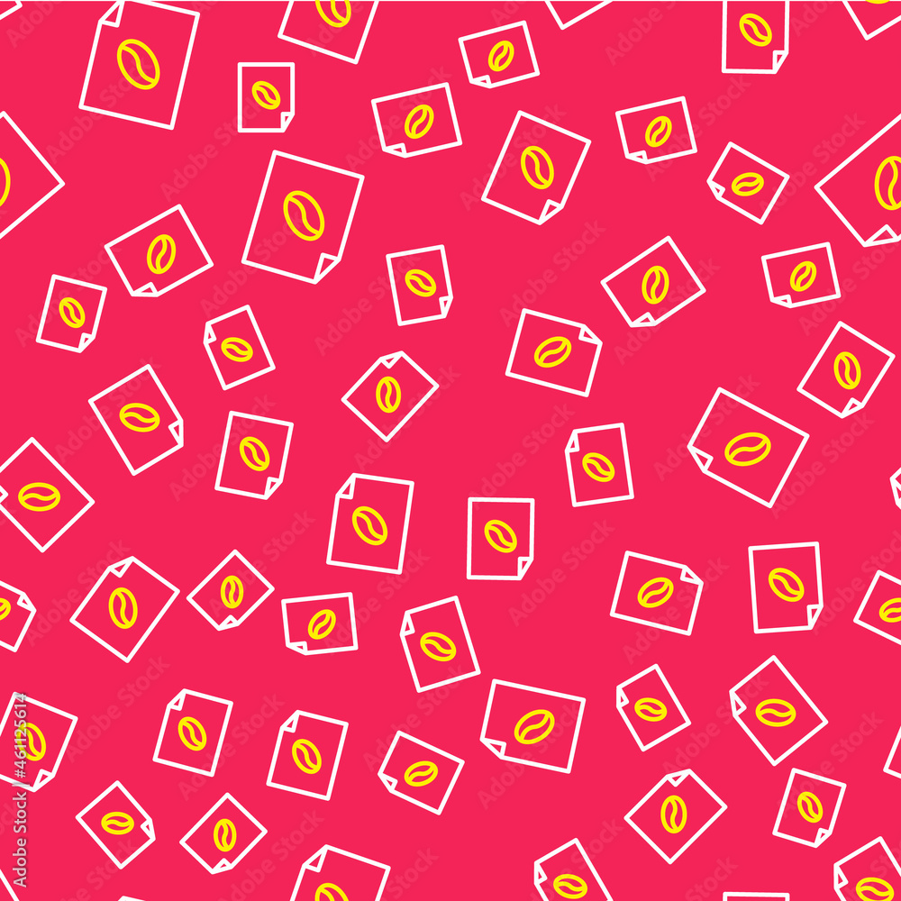 Line Coffee poster icon isolated seamless pattern on red background. Vector Line Coffee poster icon isolated seamless pattern on red background. Vector