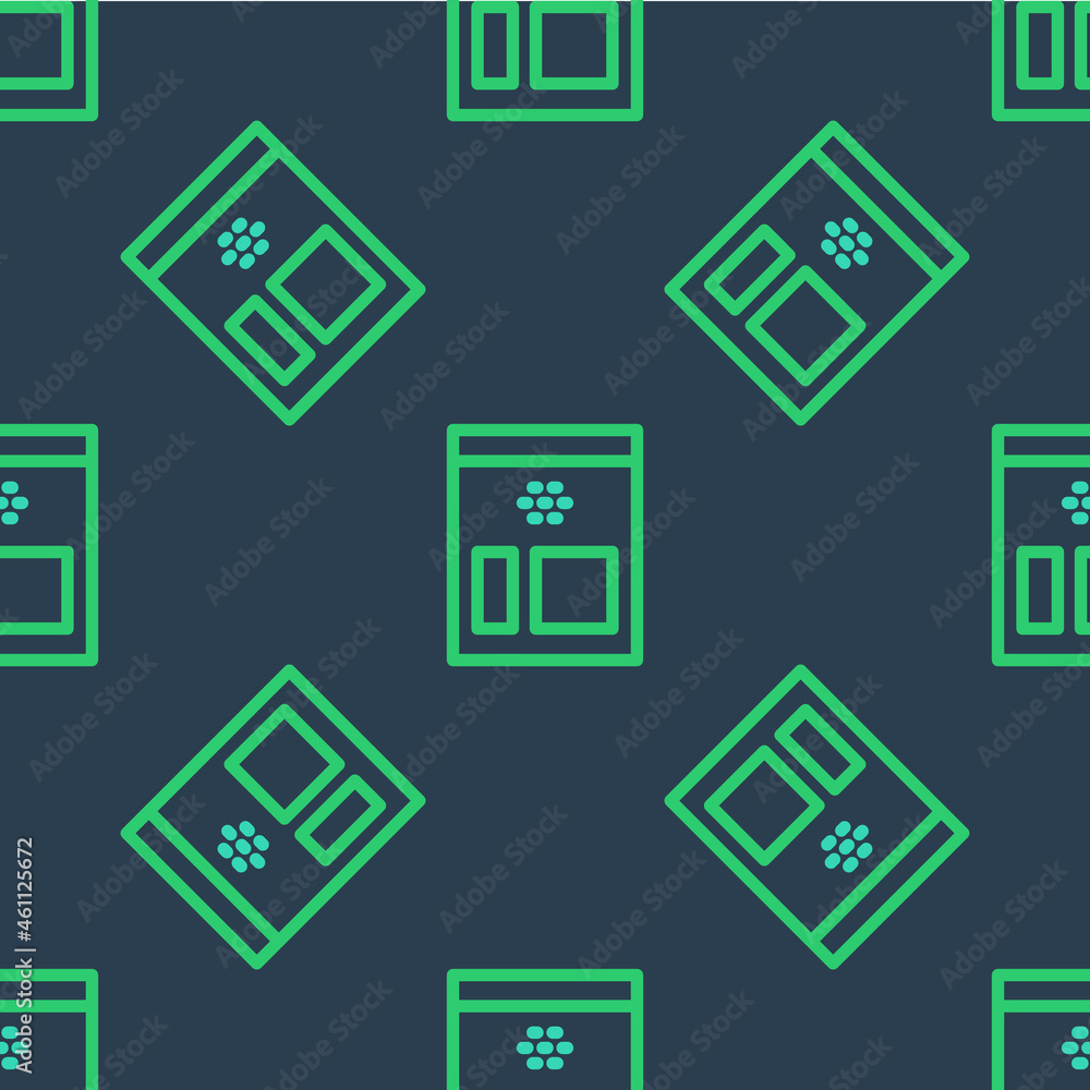 Line Bag of coffee beans icon isolated seamless pattern on blue background. Vector Line Bag of coffee beans icon isolated seamless pattern on blue background. Vector