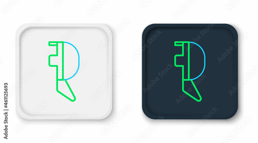 Line Fencing helmet mask icon isolated on white background. Traditional sport defense. Colorful outline concept. Vector Line Fencing helmet mask icon isolated on white background. Traditional sport defense. Colorful outline concept. Vector