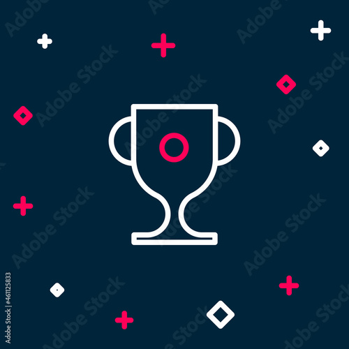 Line Award cup icon isolated on blue background. Winner trophy symbol. Championship or competition trophy. Sports achievement sign. Colorful outline concept. Vector